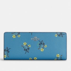 NWT COACH C7384 Slim Wallet With Floral Bow Print